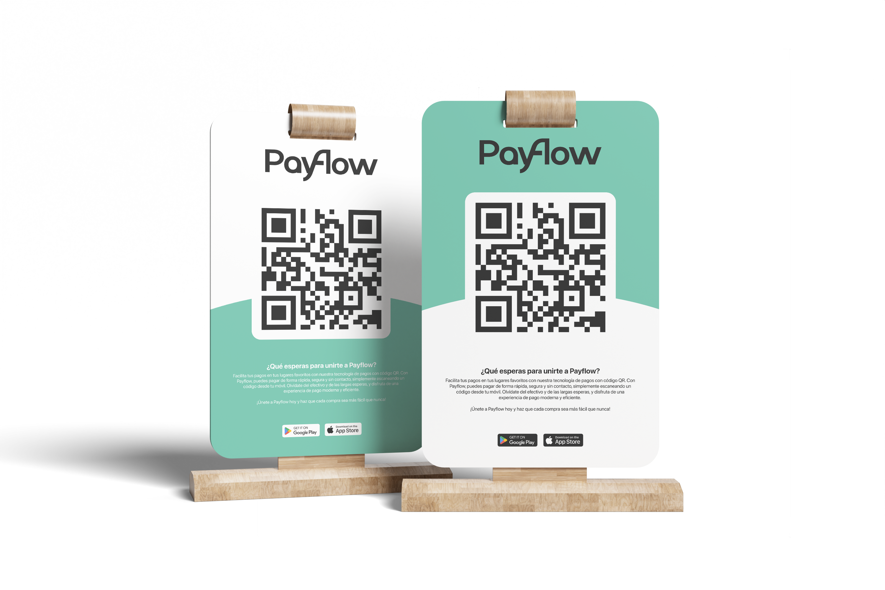 Códigos QR de Payflow en exhibidores